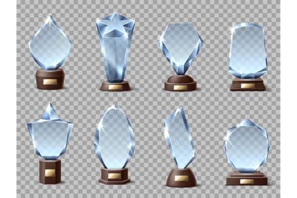 Download Realistic Glass Trophies. Modern Shapes - Shapes Collection