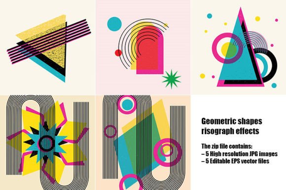 Download Geometric Shapes Risograph Effects - Shapes Collection