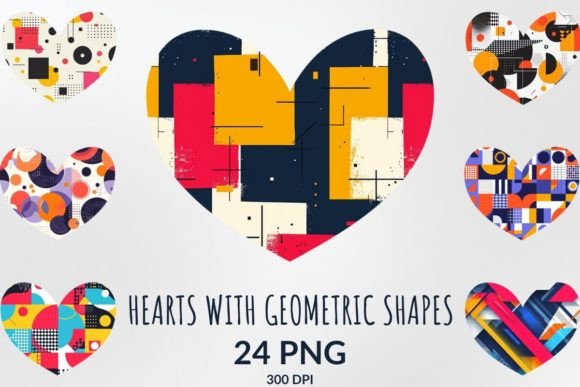 Download Hearts with Geometric Shapes Sublimation - Shapes Collection
