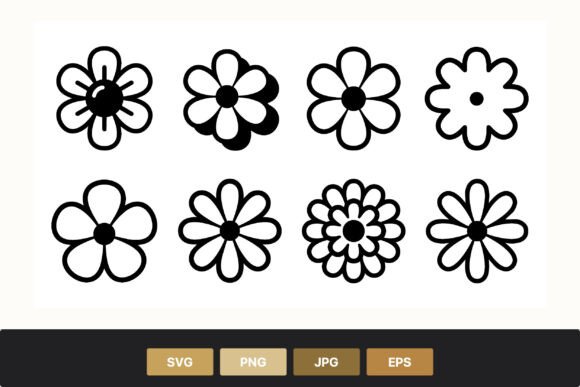 Download Simple Black and White Flower Shapes - Shapes Collection