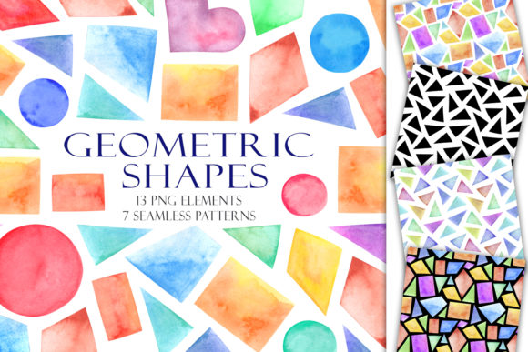 Download Set of Watercolor Geometric Shapes - Shapes Collection